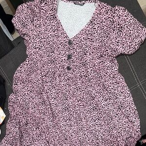 SHEIN Pink Animal Print Mini Dress